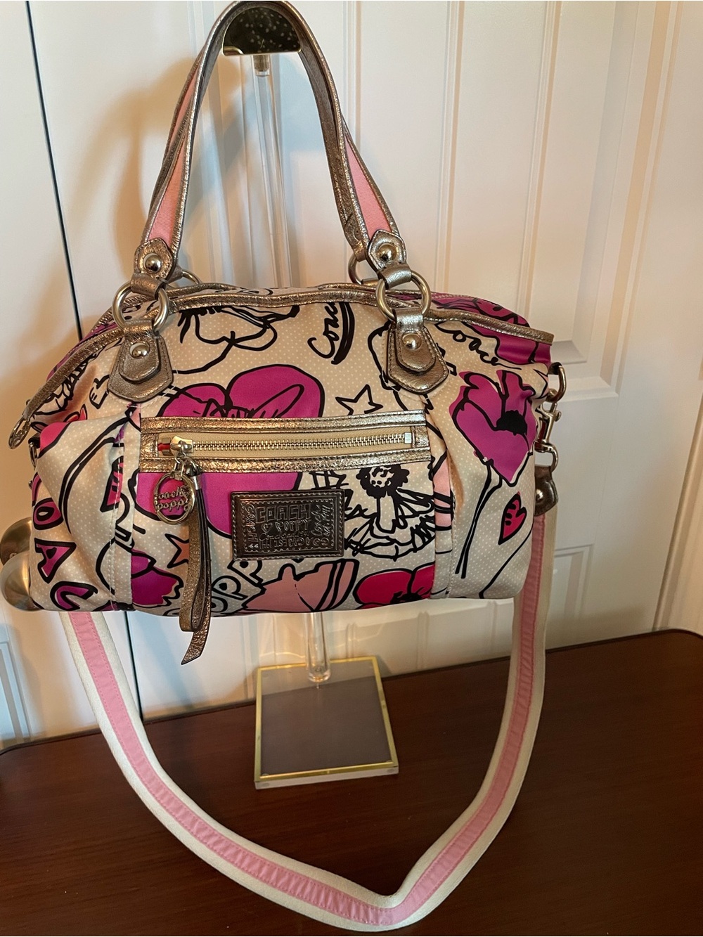 Coach Y2K Poppy Petal Print Lurex Rocker bag.